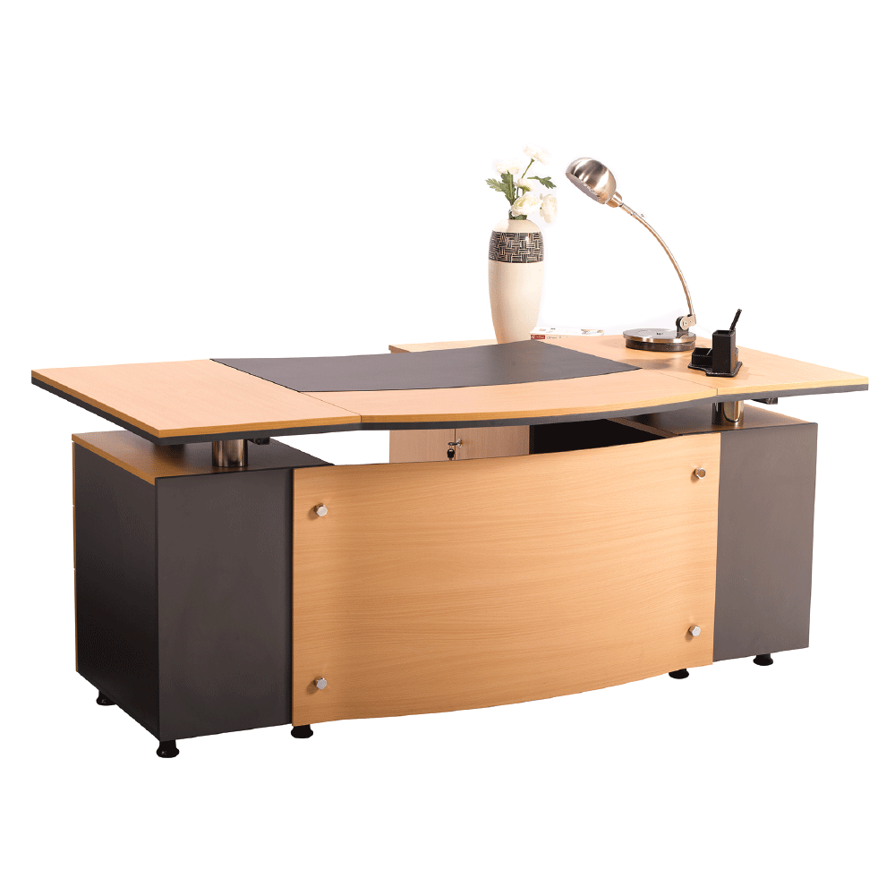 [NFL-OTMN-P012-LB00-BC27] Manager Table (With Fixed Drawer And Side Rack)