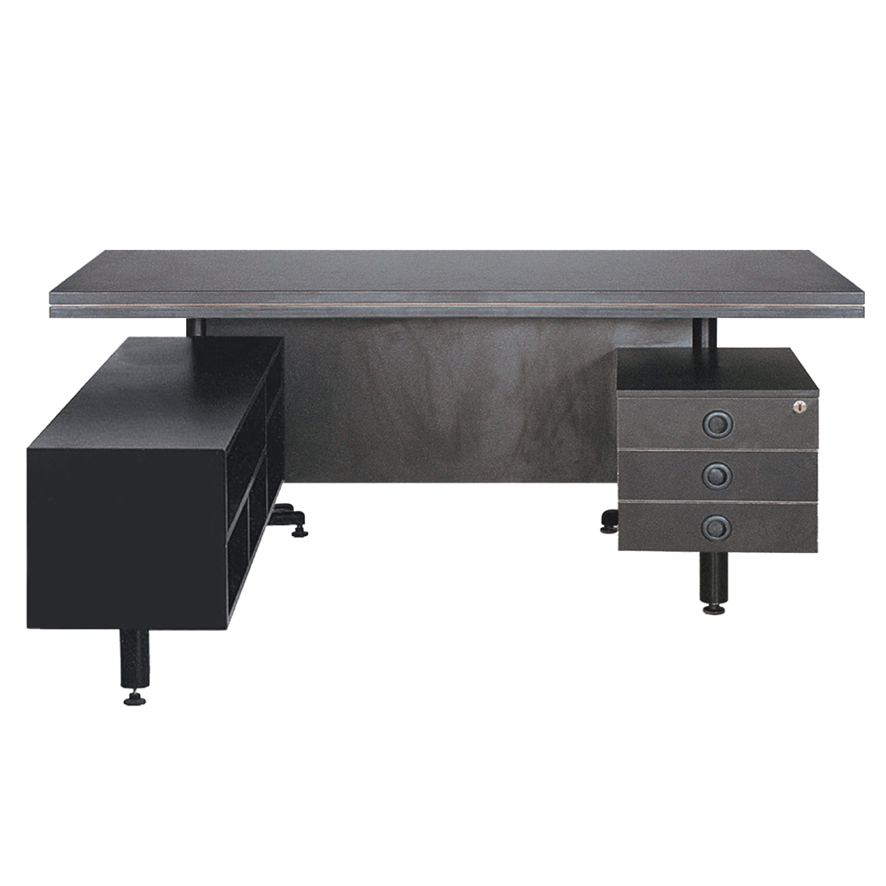 [NFL-OTMN-P014-LB00-BK02] Manager Table (With Fixed Drawer And Side Rack)
